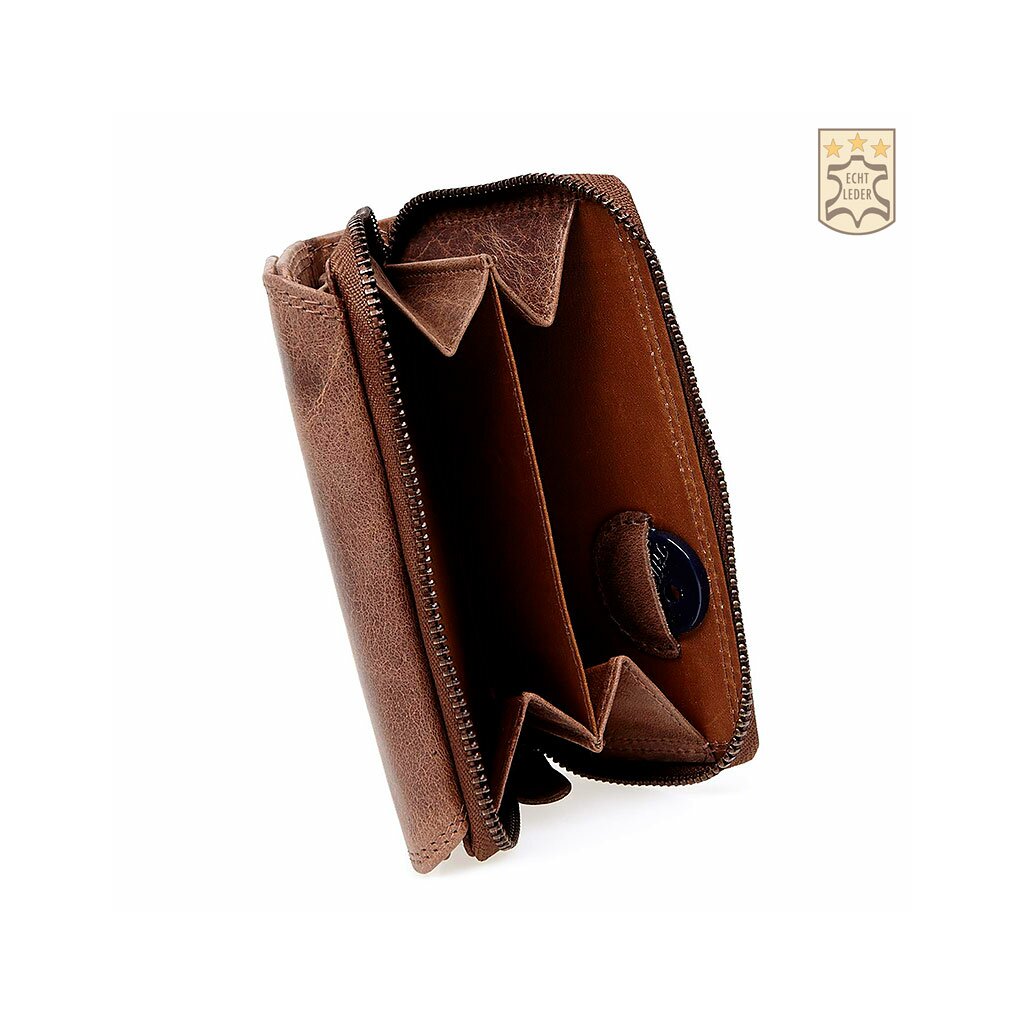 Wild Only - Dames Portemonnee -  Buffel Leder - 12x9x3 cm - Cognac